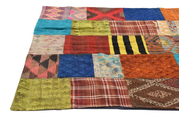 5' 4 x 7' 10 Hand Woven Kilim Patchwork Wool Rug