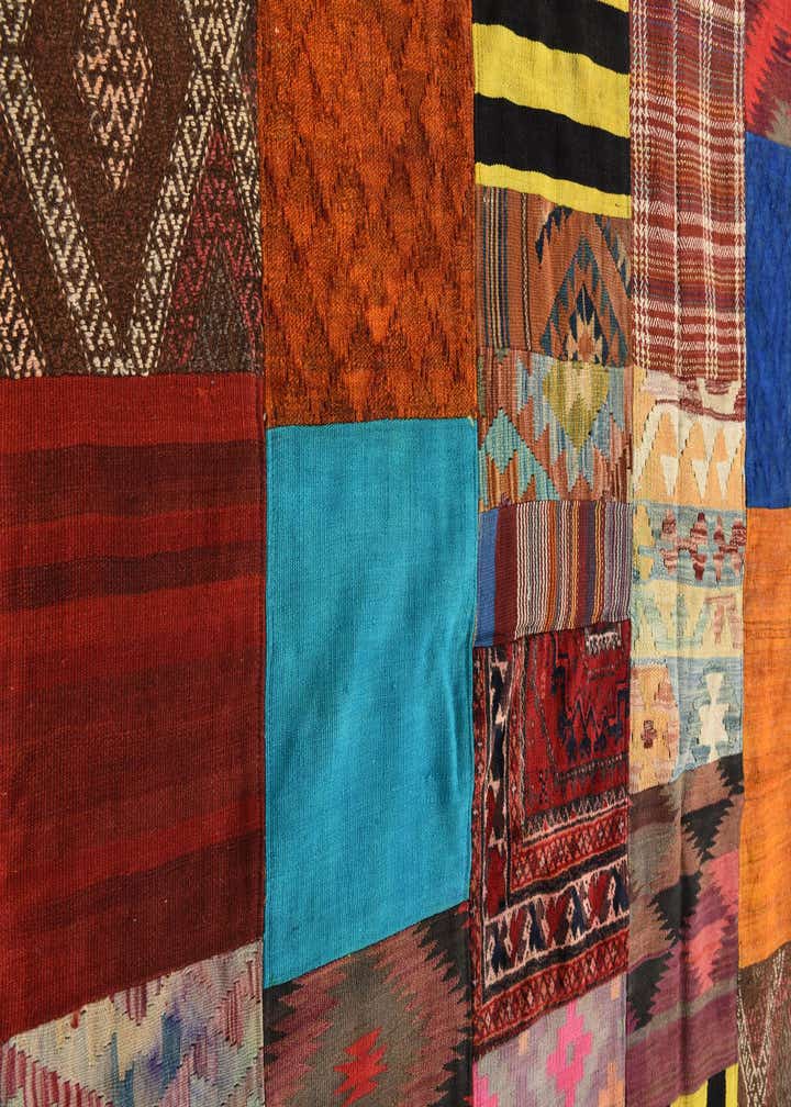 5' 4 x 7' 10 Hand Woven Kilim Patchwork Wool Rug