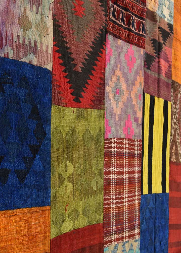 5' 4 x 7' 10 Hand Woven Kilim Patchwork Wool Rug