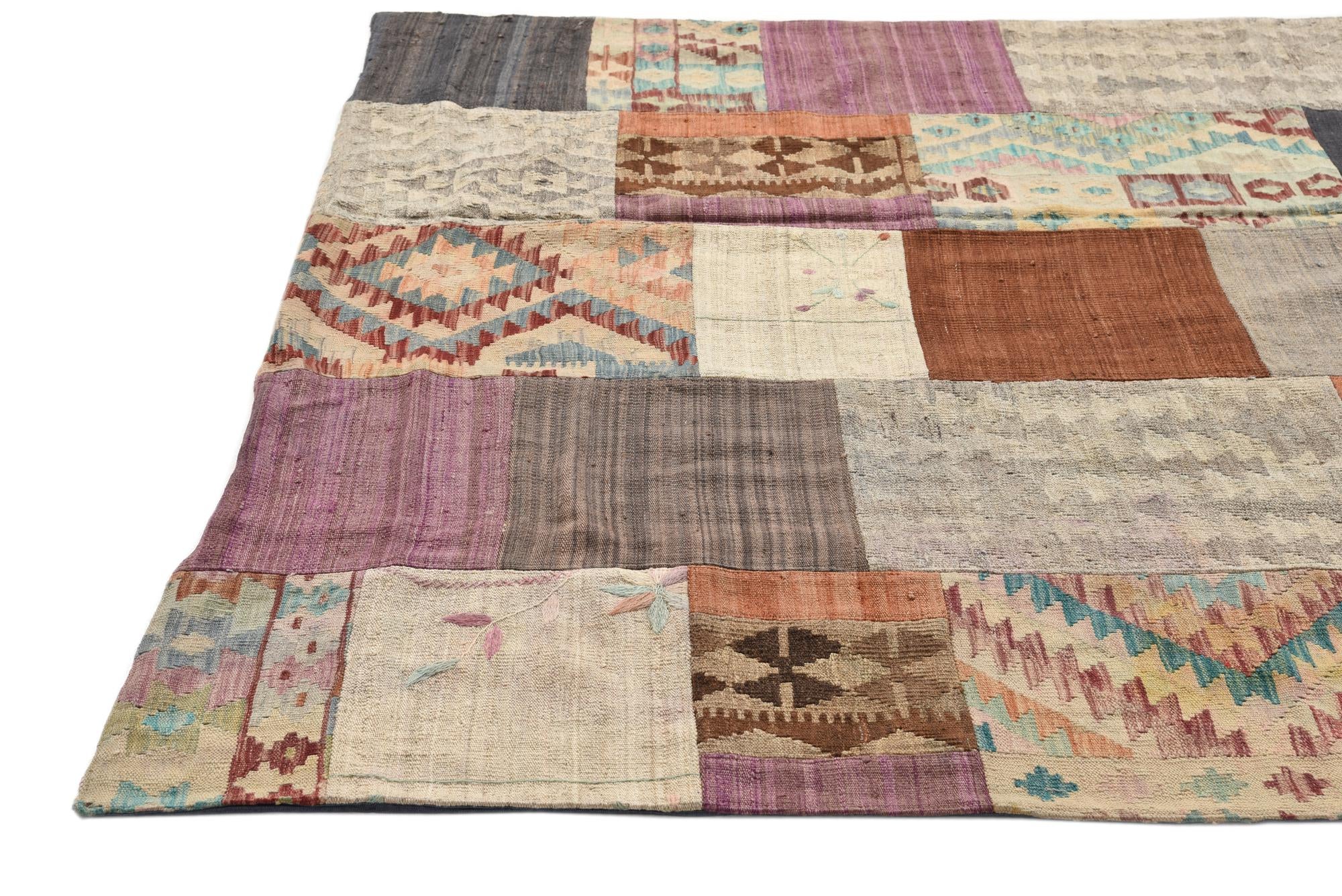 6' x 7' 7 Hand Woven Kilim Patchwork Wool Rug