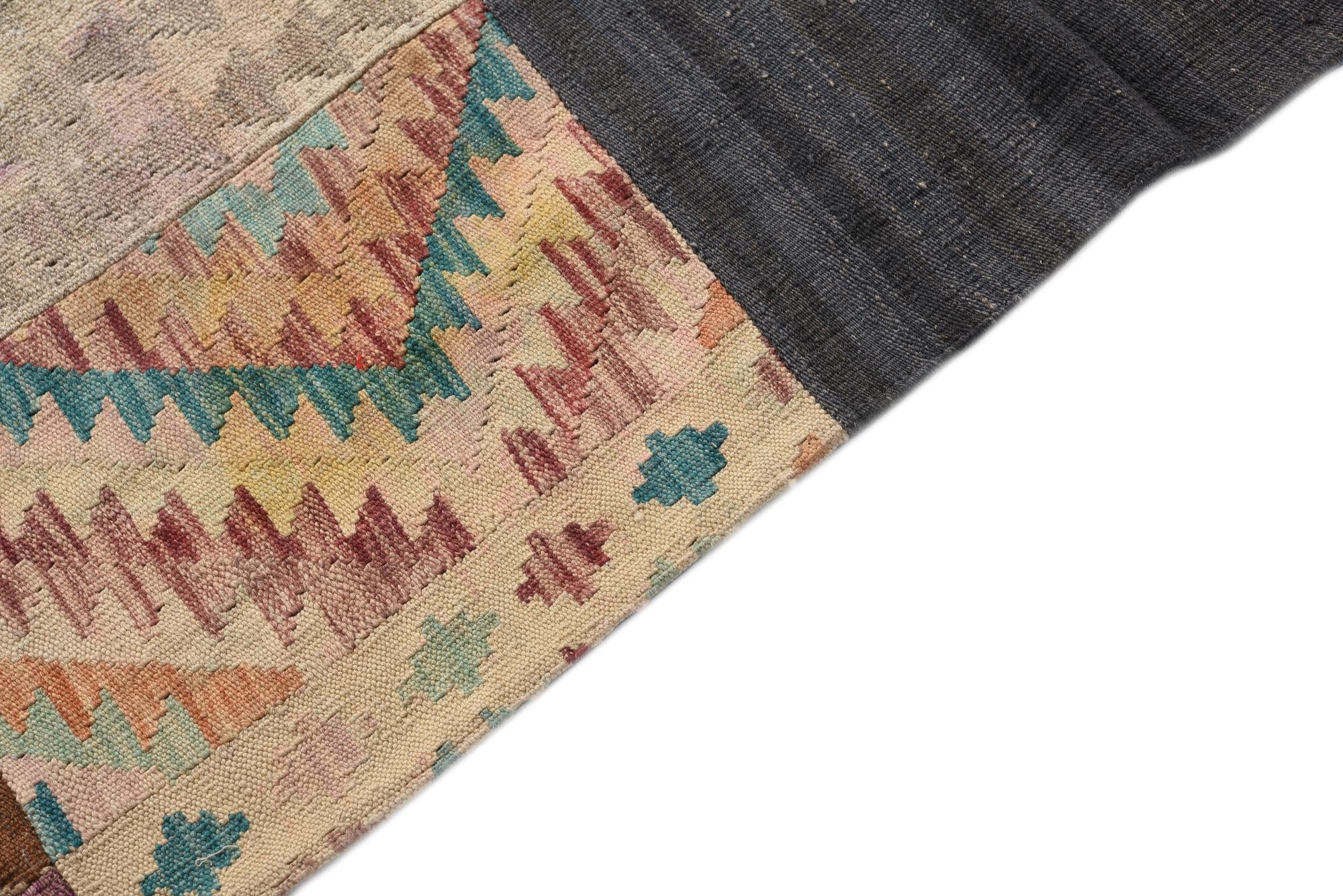 6' x 7' 7 Hand Woven Kilim Patchwork Wool Rug