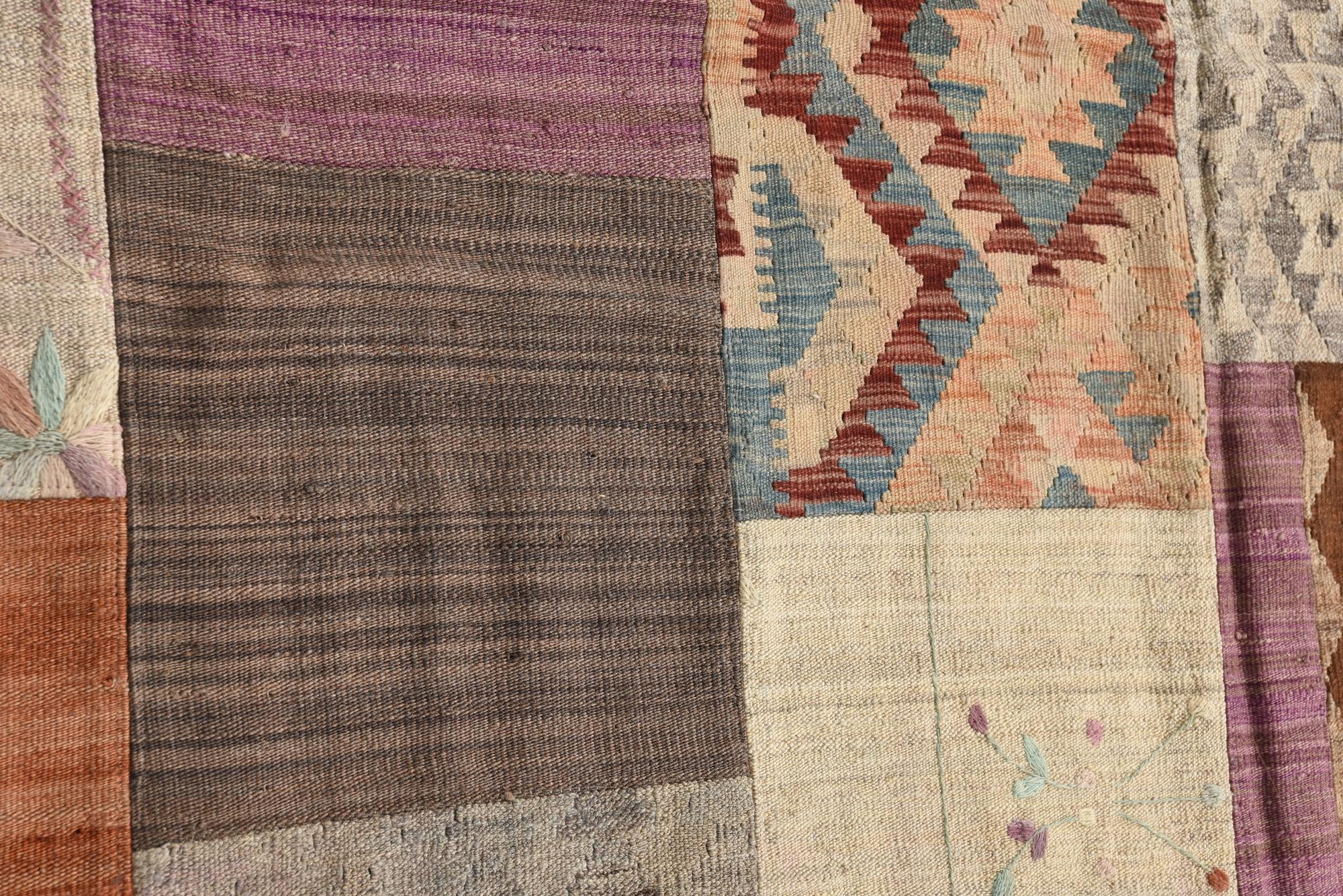 6' x 7' 7 Hand Woven Kilim Patchwork Wool Rug