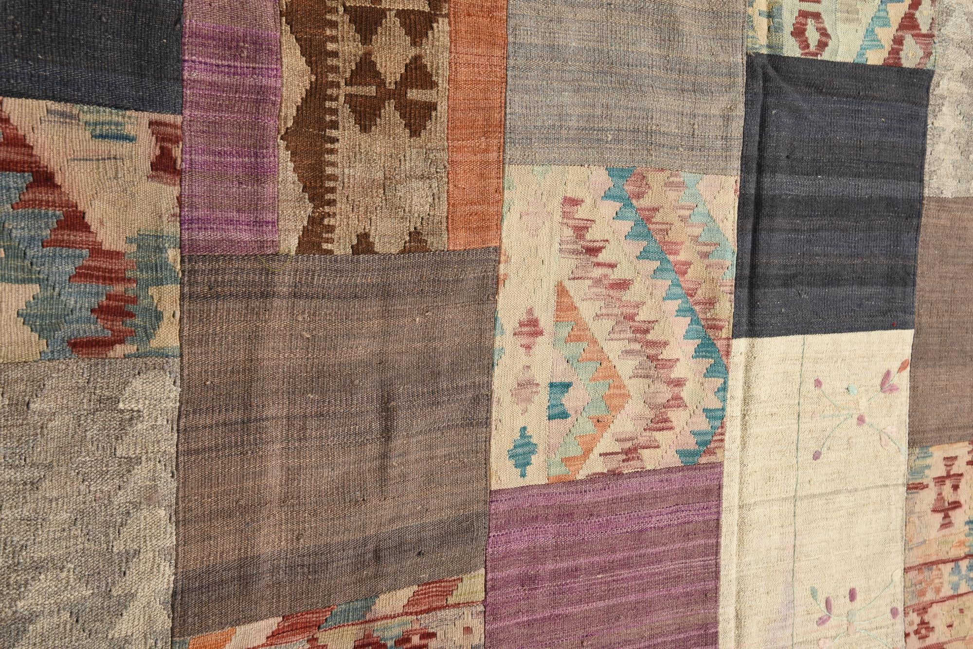 6' x 7' 7 Hand Woven Kilim Patchwork Wool Rug