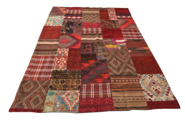 5' 5 x 7' 9 Hand Woven Kilim Patchwork Wool Rug