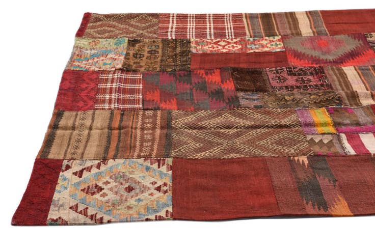 Detail image of 5' 5 x 7' 9 Hand Woven Kilim Patchwork Wool Rug