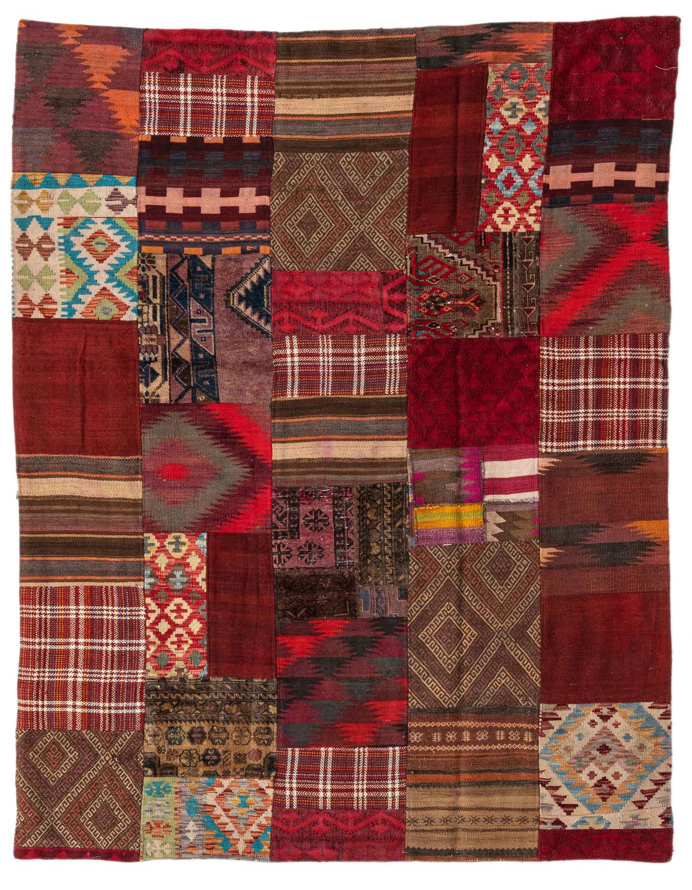 5' 5 x 7' 9 Hand Woven Kilim Patchwork Wool Rug