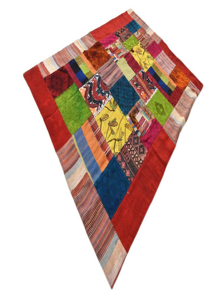 5' 5 x 8' Hand Woven Kilim Patchwork Wool Rug