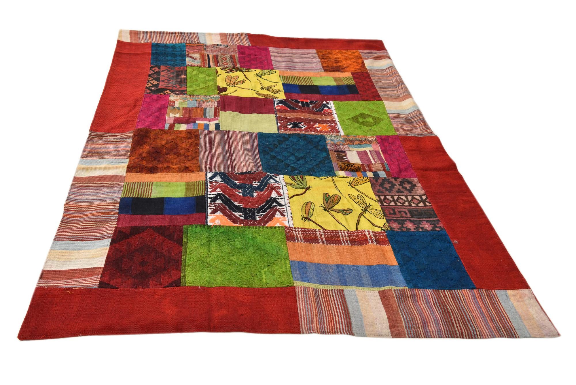 5' 5 x 8' Hand Woven Kilim Patchwork Wool Rug