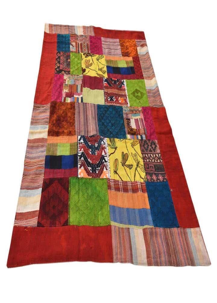 5' 5 x 8' Hand Woven Kilim Patchwork Wool Rug