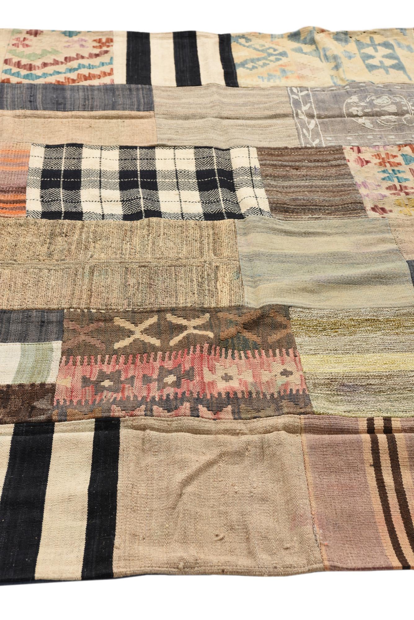 6' 5 x 9' 9 Hand Woven Kilim Patchwork Wool Rug