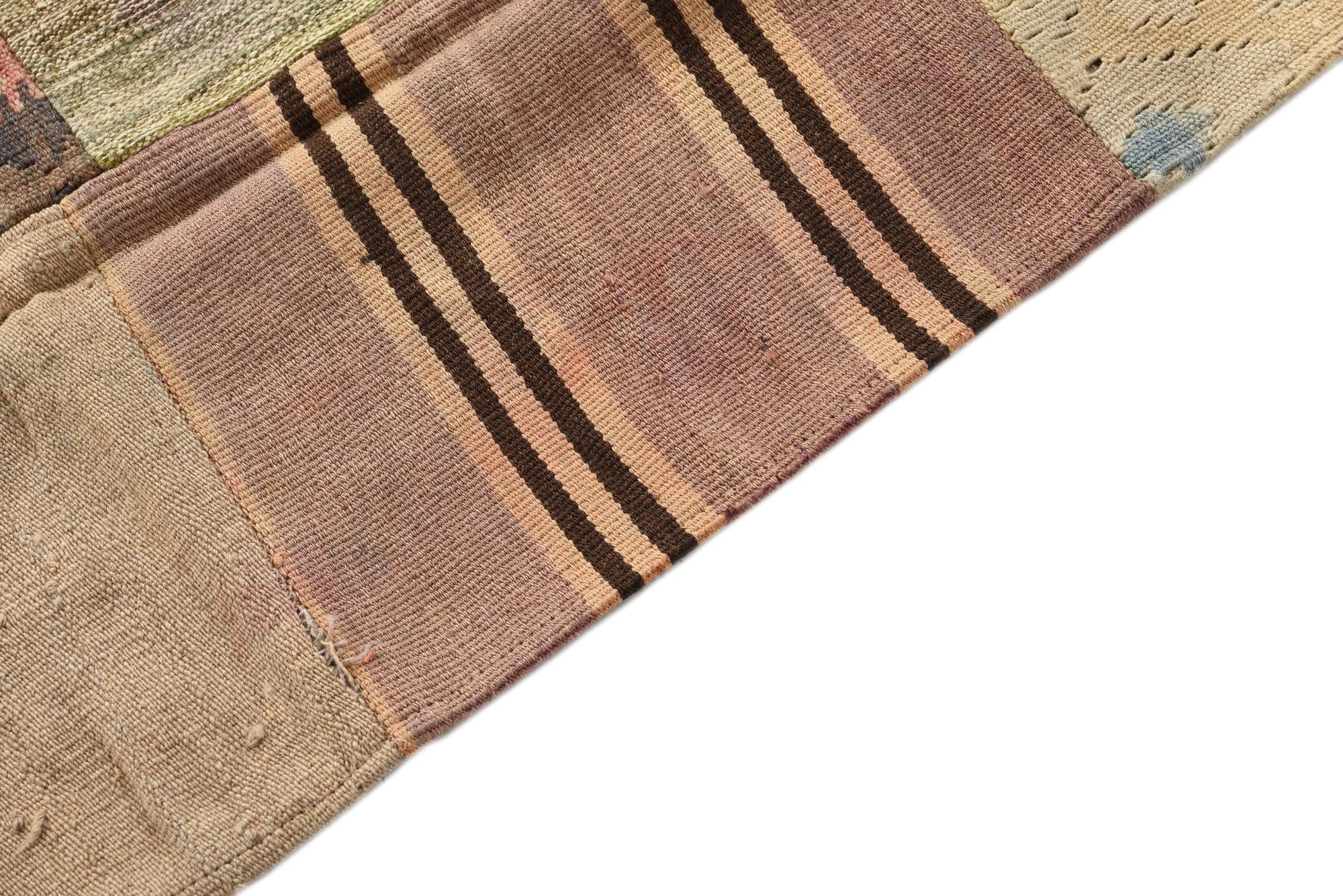 6' 5 x 9' 9 Hand Woven Kilim Patchwork Wool Rug