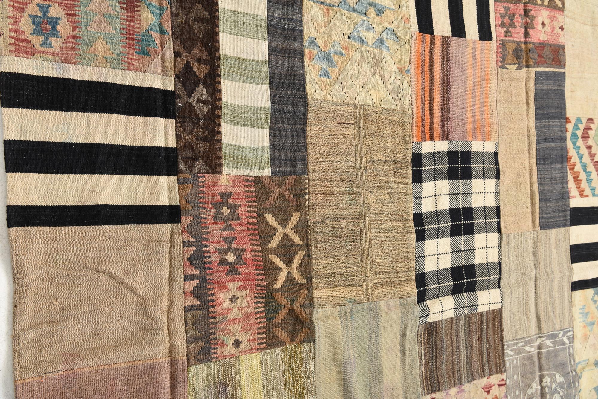 6' 5 x 9' 9 Hand Woven Kilim Patchwork Wool Rug