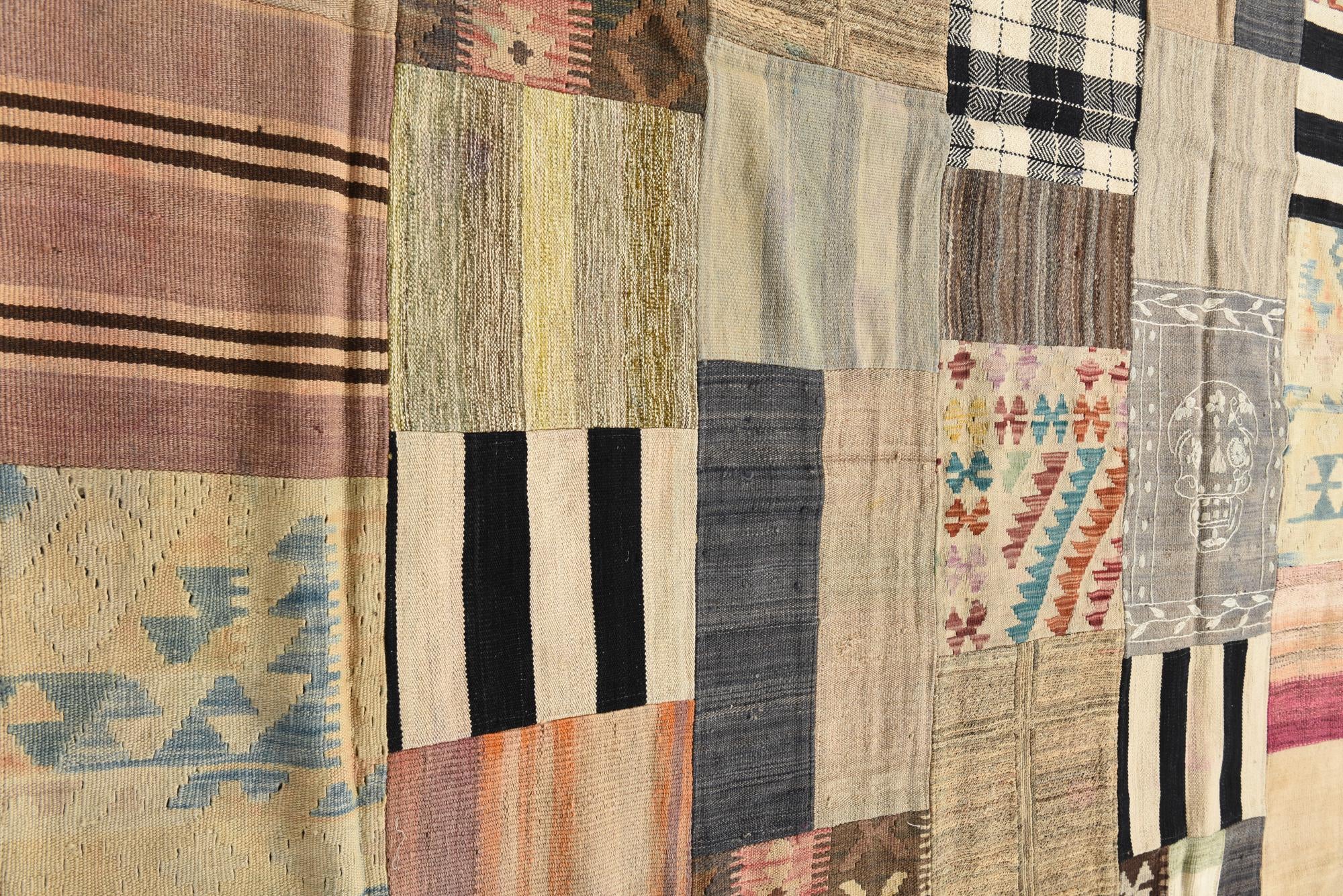 6' 5 x 9' 9 Hand Woven Kilim Patchwork Wool Rug