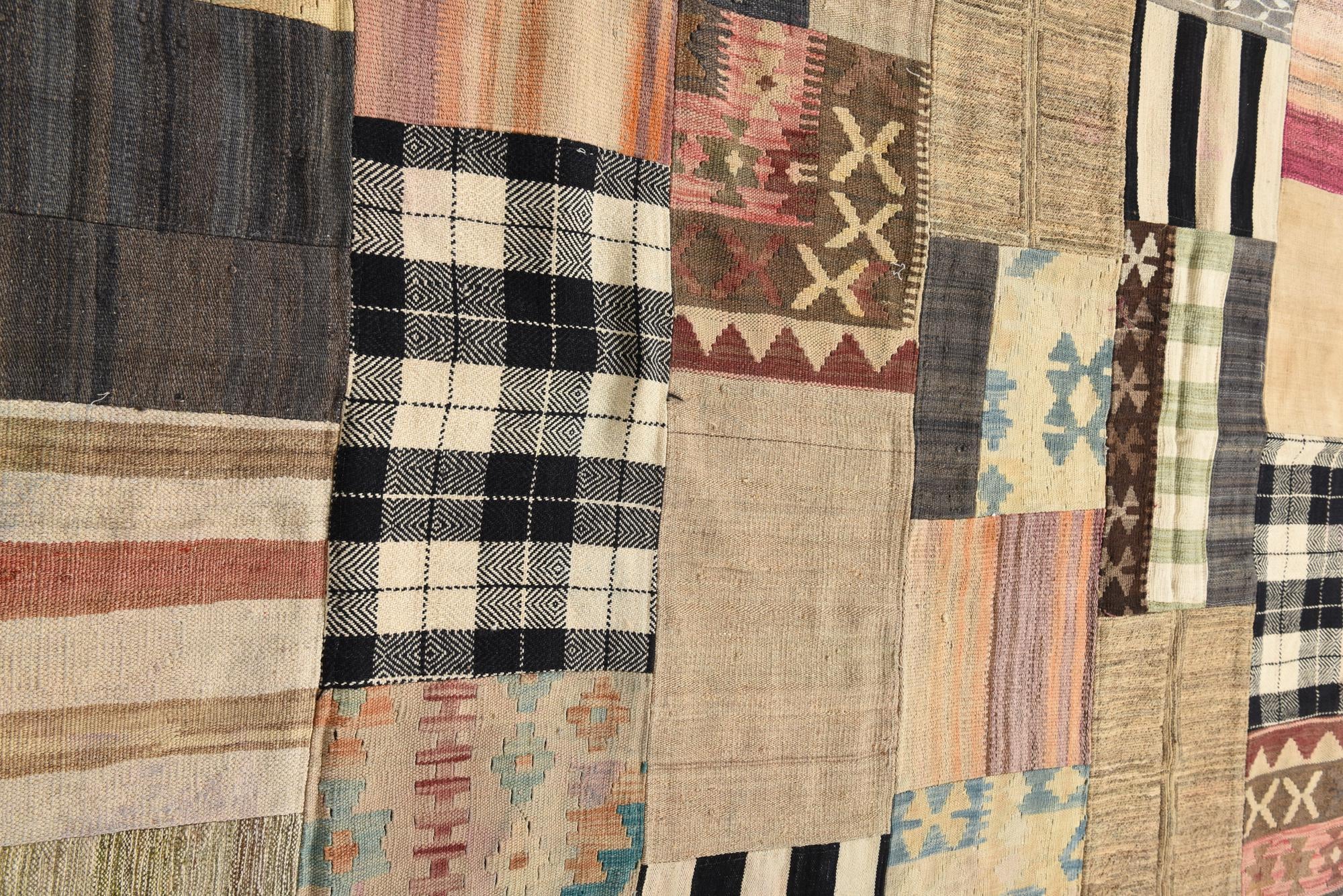 6' 5 x 9' 9 Hand Woven Kilim Patchwork Wool Rug