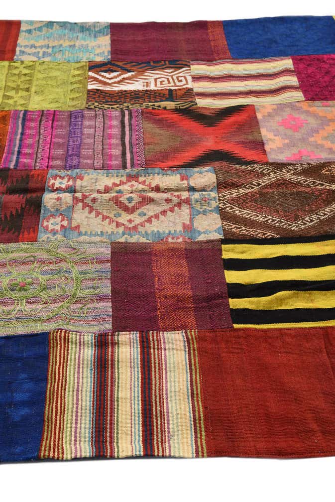 6' 7 x 9' 9 Hand Woven Kilim Patchwork Wool Rug