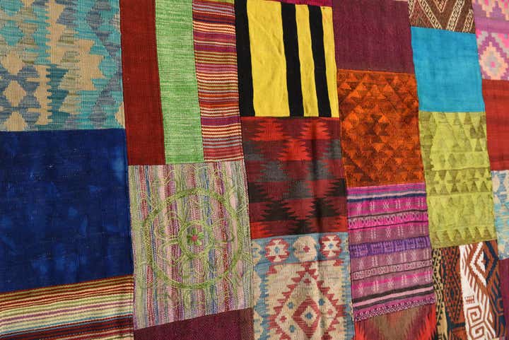 6' 7 x 9' 9 Hand Woven Kilim Patchwork Wool Rug