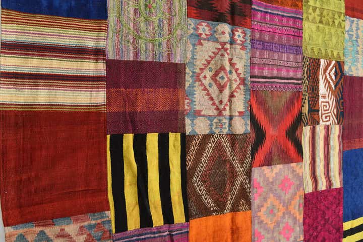 6' 7 x 9' 9 Hand Woven Kilim Patchwork Wool Rug