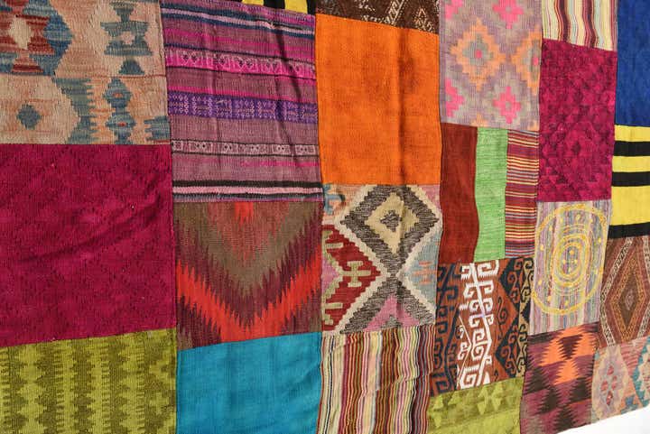 6' 7 x 9' 9 Hand Woven Kilim Patchwork Wool Rug