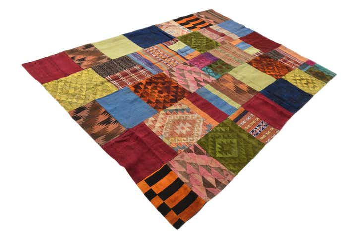5' 8 x 7' 8 Hand Woven Kilim Patchwork Wool Rug