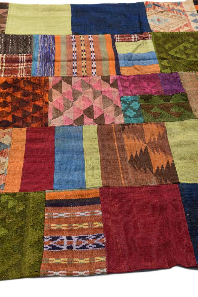 5' 8 x 7' 8 Hand Woven Kilim Patchwork Wool Rug