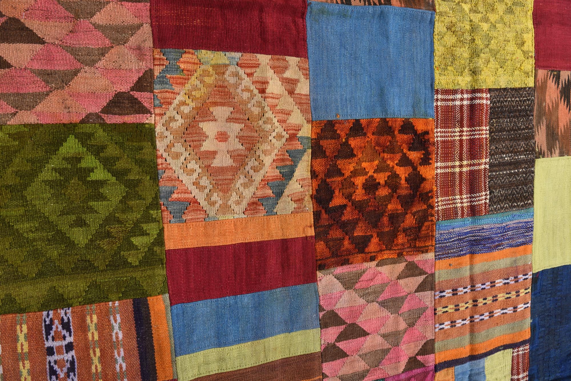 5' 8 x 7' 8 Hand Woven Kilim Patchwork Wool Rug