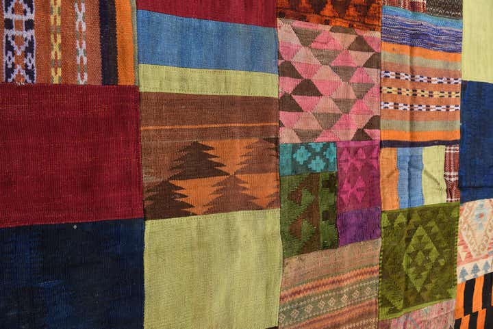 5' 8 x 7' 8 Hand Woven Kilim Patchwork Wool Rug