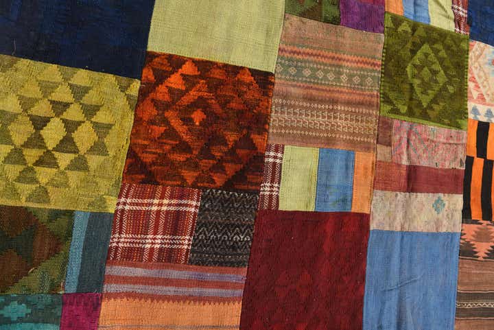 5' 8 x 7' 8 Hand Woven Kilim Patchwork Wool Rug