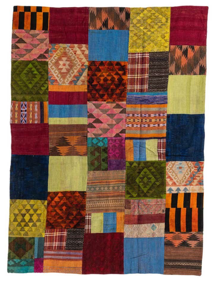 5' 8 x 7' 8 Hand Woven Kilim Patchwork Wool Rug
