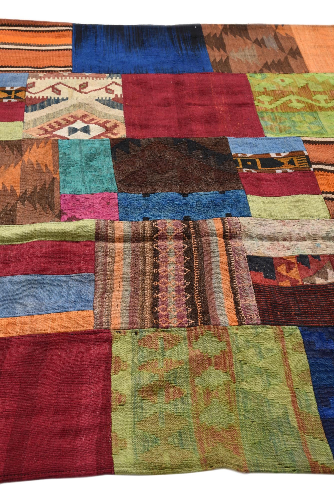 5' 8 x 7' 11 Hand Woven Kilim Patchwork Wool Rug