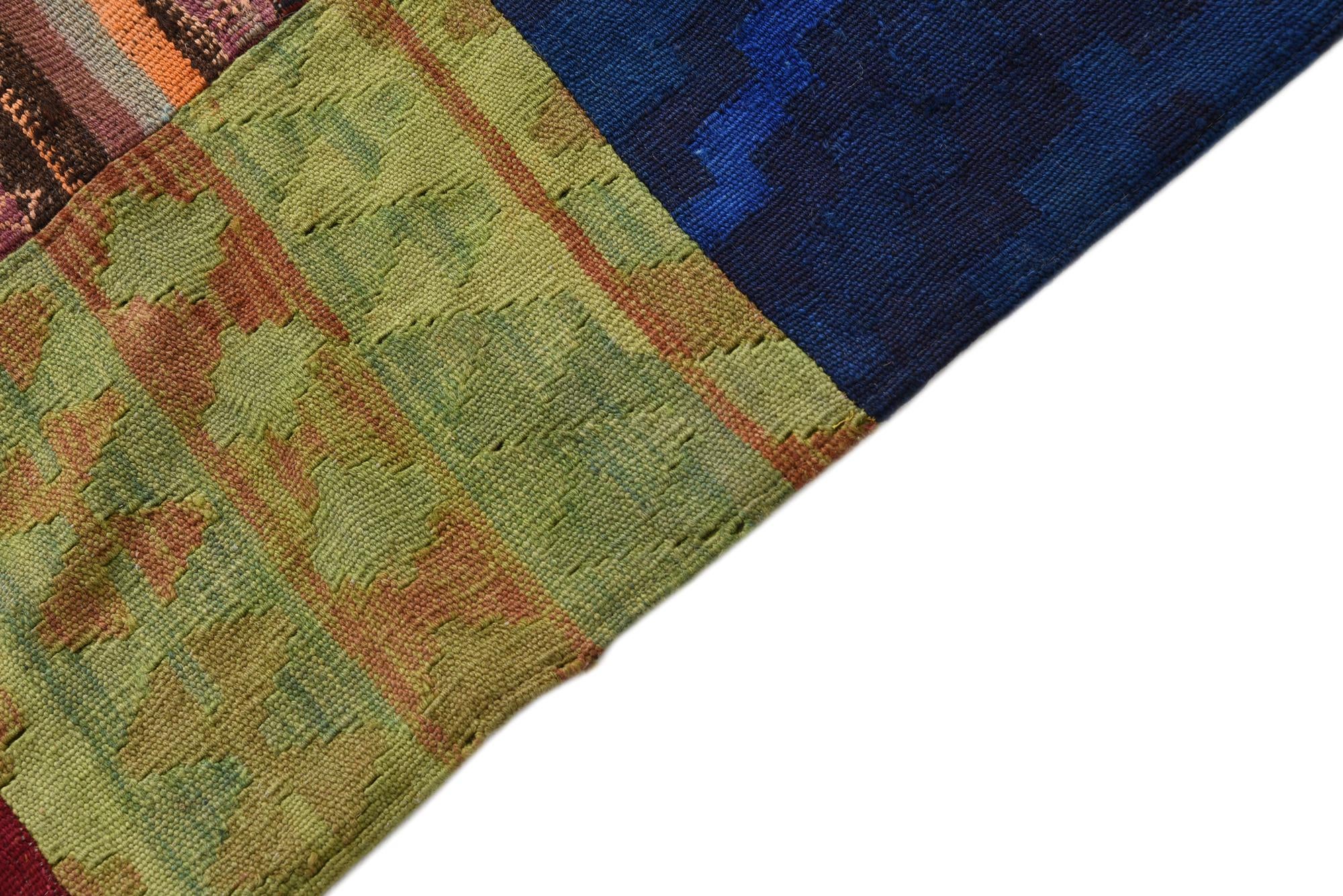 5' 8 x 7' 11 Hand Woven Kilim Patchwork Wool Rug