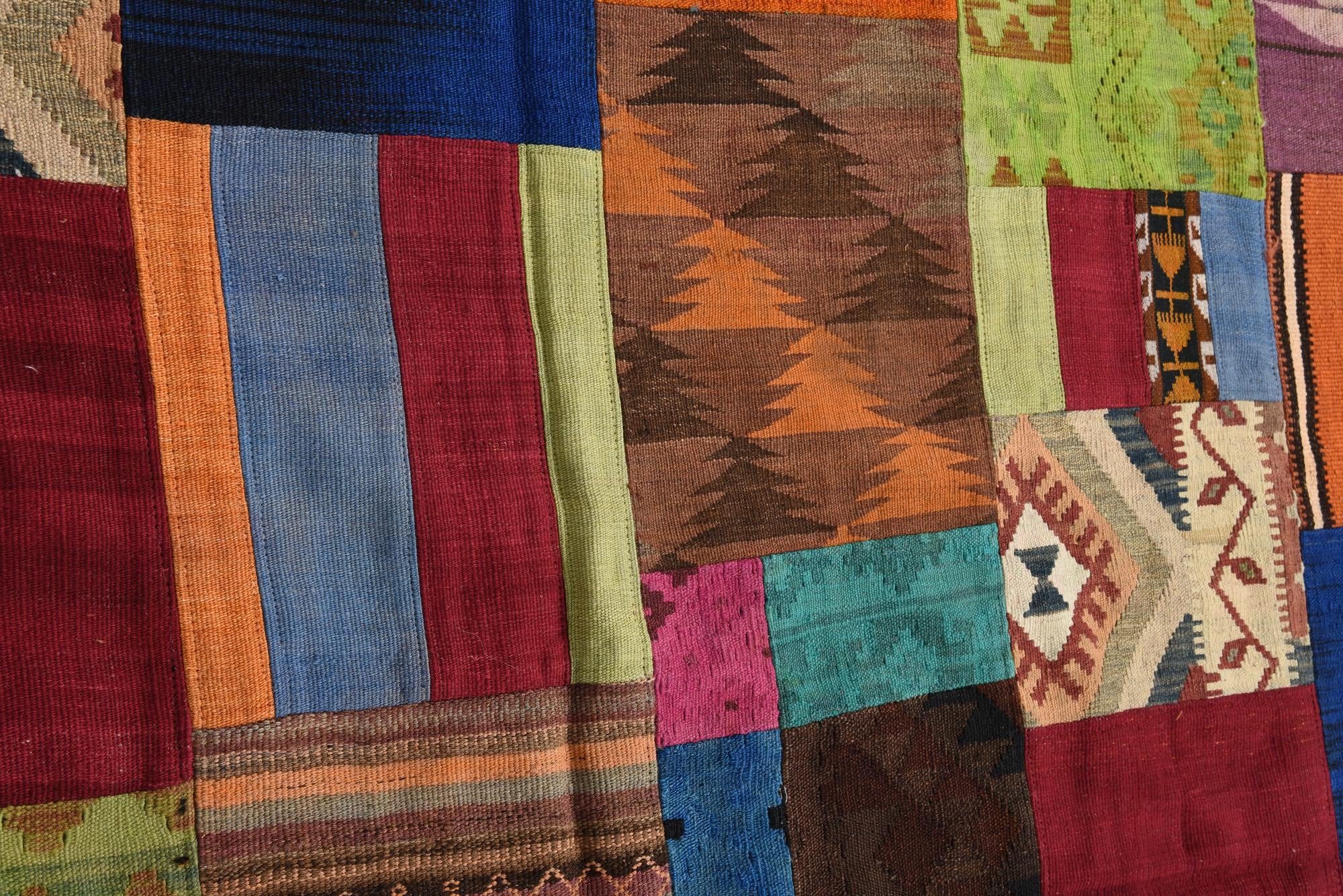 5' 8 x 7' 11 Hand Woven Kilim Patchwork Wool Rug