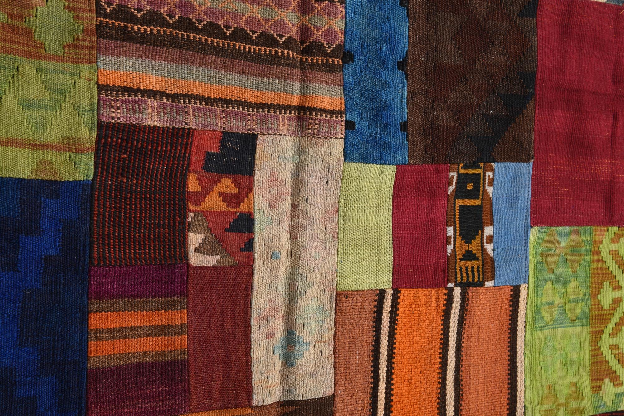 5' 8 x 7' 11 Hand Woven Kilim Patchwork Wool Rug