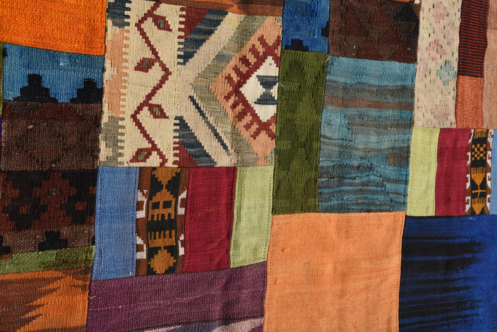 5' 8 x 7' 11 Hand Woven Kilim Patchwork Wool Rug