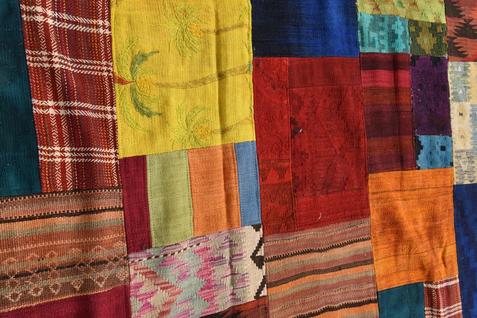 5' 8 x 8' Hand Woven Kilim Patchwork Wool Rug
