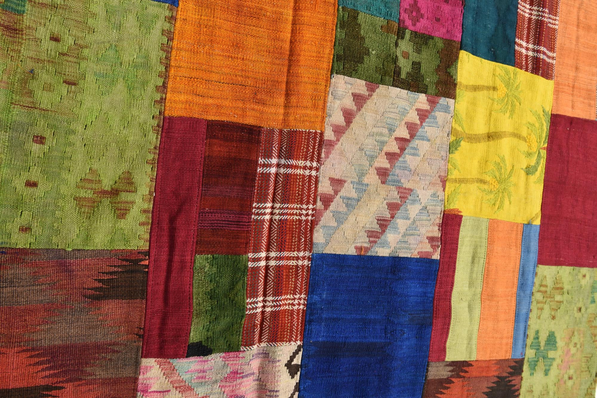 5' 8 x 8' Hand Woven Kilim Patchwork Wool Rug