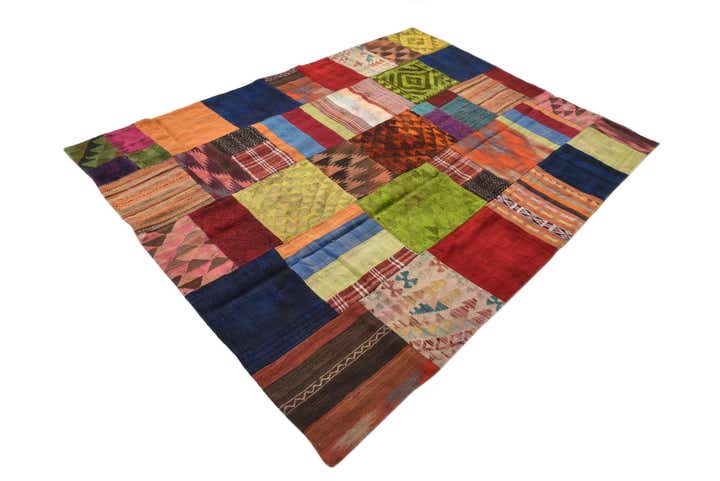 5' 8 x 7' 8 Hand Woven Kilim Patchwork Wool Rug