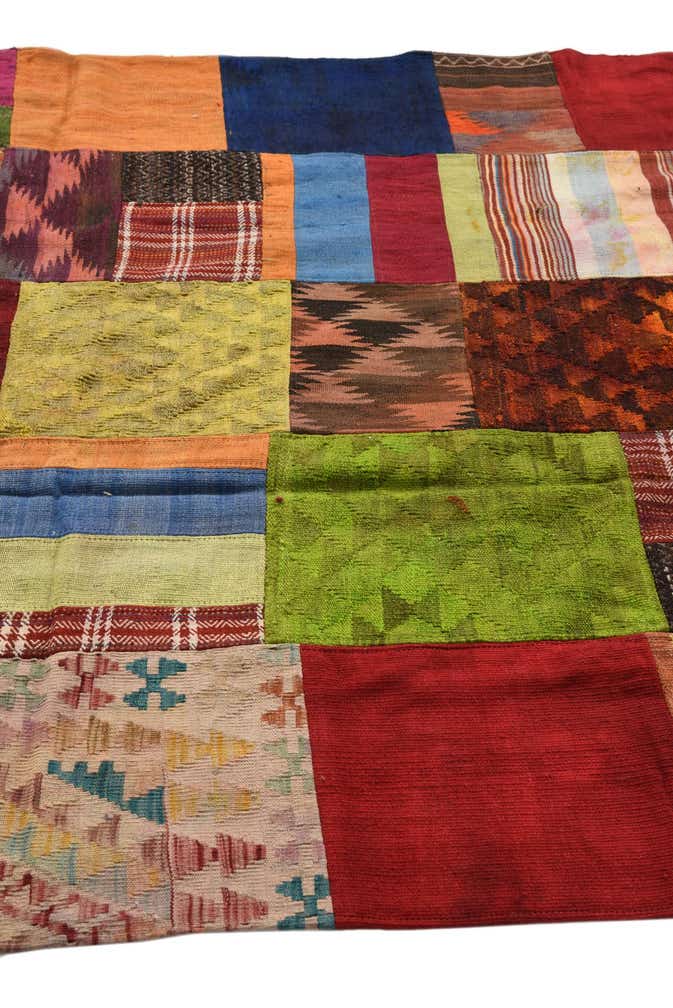 5' 8 x 7' 8 Hand Woven Kilim Patchwork Wool Rug