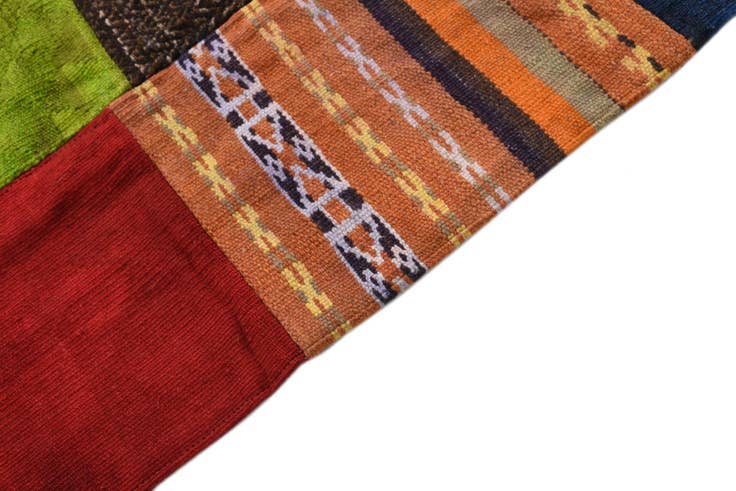 Detail image of 5' 8 x 7' 8 Hand Woven Kilim Patchwork Wool Rug