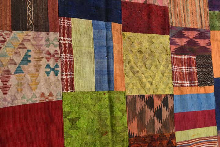 5' 8 x 7' 8 Hand Woven Kilim Patchwork Wool Rug