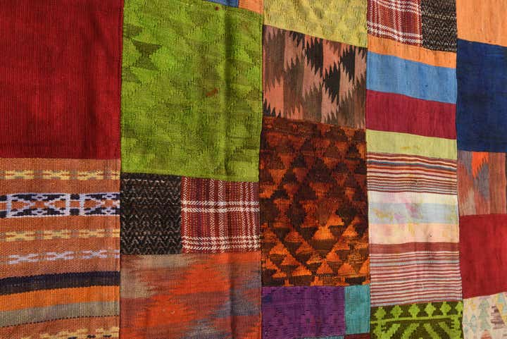 5' 8 x 7' 8 Hand Woven Kilim Patchwork Wool Rug