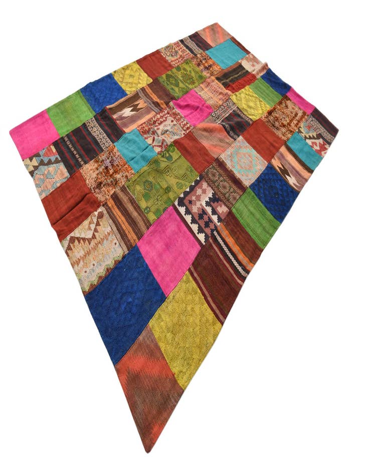 Detail image of 6' 7 x 9' 10  Hand Woven Kilim Patchwork Wool Rug