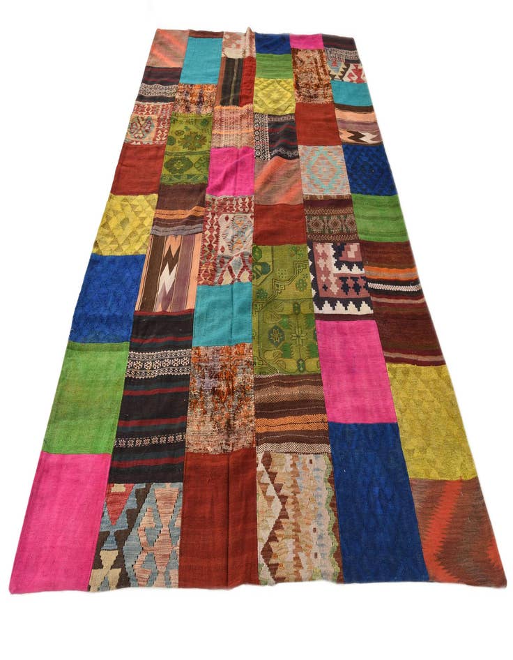 Detail image of 6' 7 x 9' 10  Hand Woven Kilim Patchwork Wool Rug