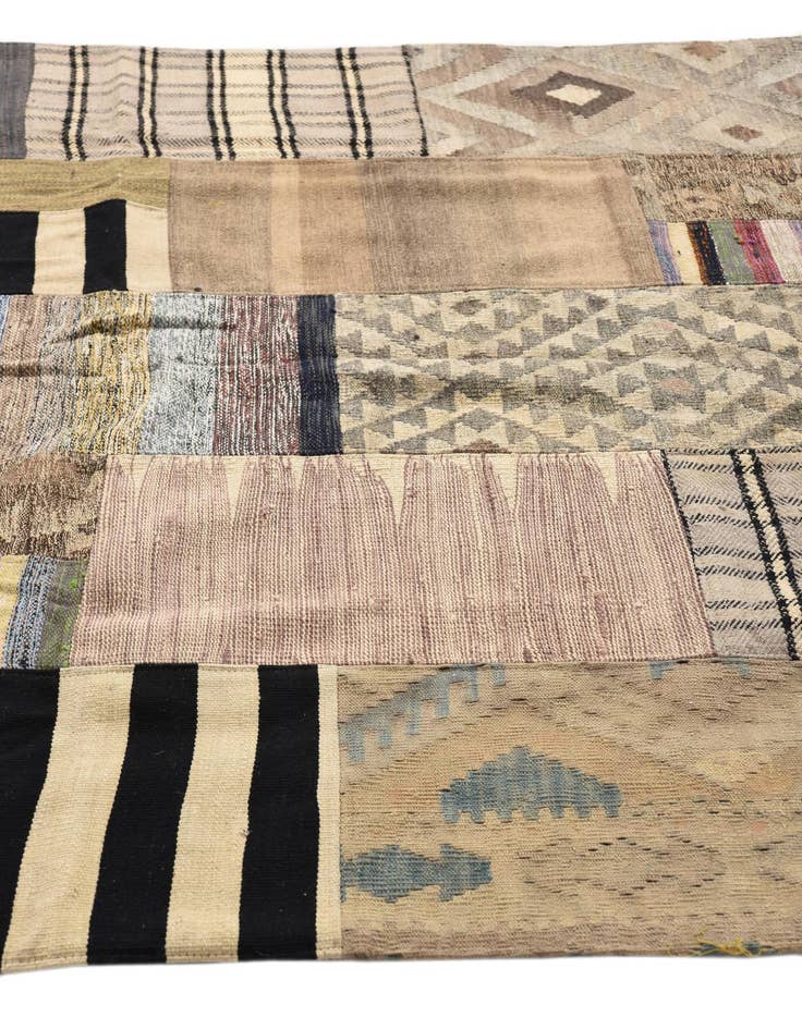 Detail image of 5' 4 x 8'  Hand Woven Kilim Patchwork Wool Rug