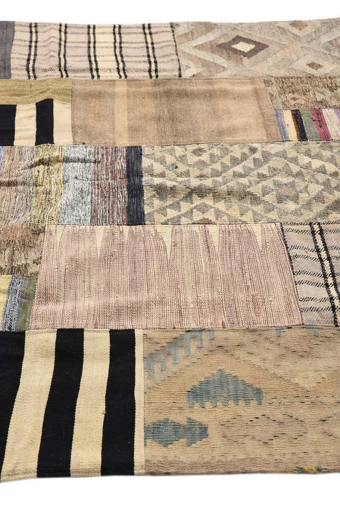 5' 4 x 8' Hand Woven Kilim Patchwork Wool Rug