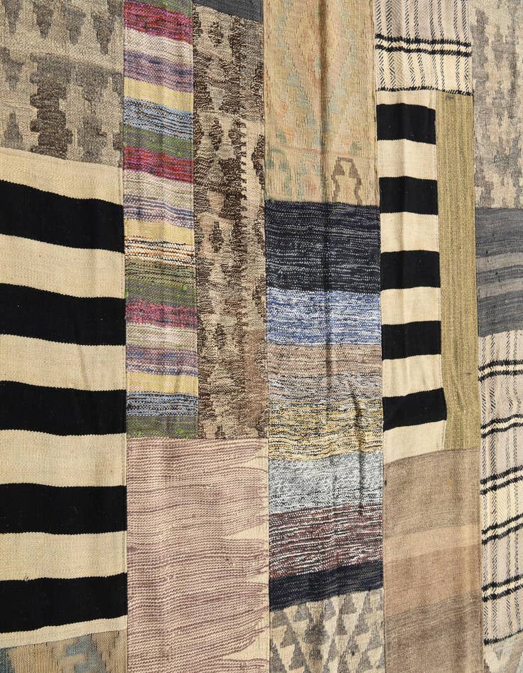 Detail image of 5' 4 x 8'  Hand Woven Kilim Patchwork Wool Rug