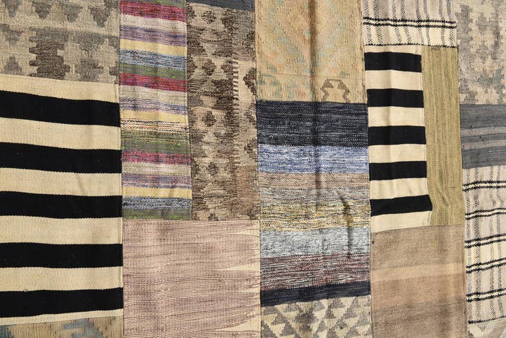 Detail image of 5' 4 x 8' Hand Woven Kilim Patchwork Wool Rug