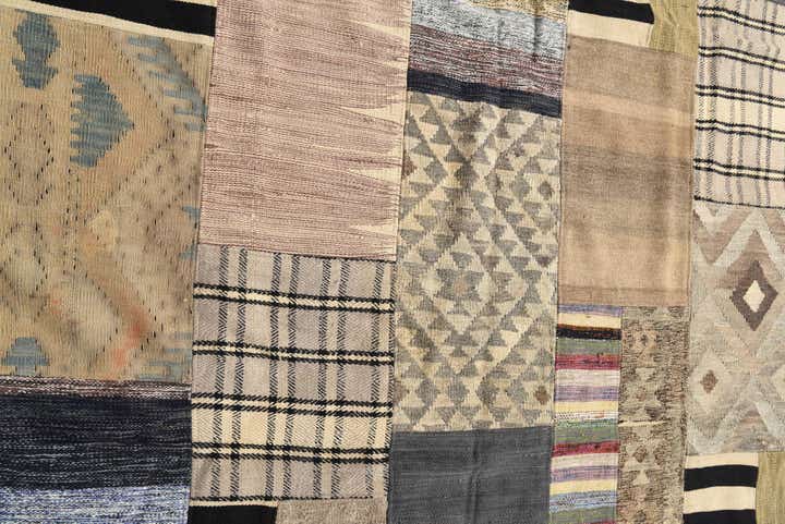 5' 4 x 8' Hand Woven Kilim Patchwork Wool Rug