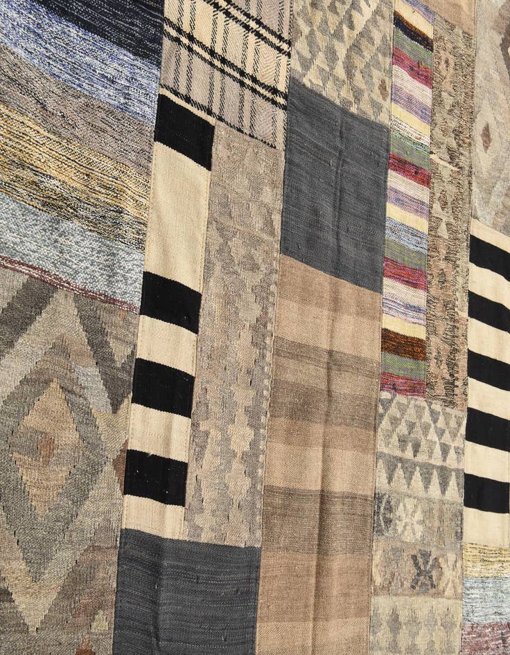 Detail image of 5' 4 x 8'  Hand Woven Kilim Patchwork Wool Rug