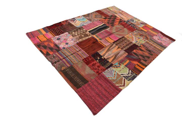 5' 1 x 6' 9 Hand Woven Kilim Patchwork Wool Rug
