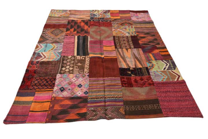 5' 1 x 6' 9 Hand Woven Kilim Patchwork Wool Rug